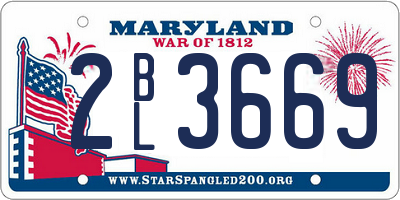 MD license plate 2BL3669