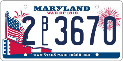 MD license plate 2BL3670