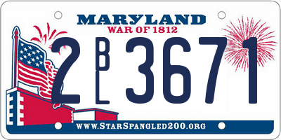 MD license plate 2BL3671