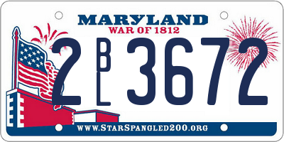 MD license plate 2BL3672