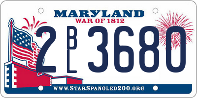 MD license plate 2BL3680