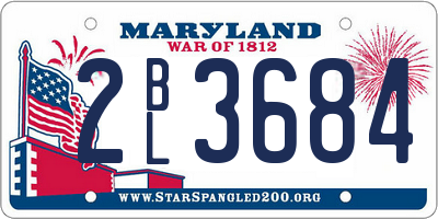MD license plate 2BL3684