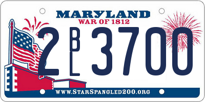 MD license plate 2BL3700