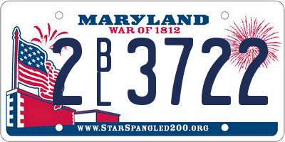 MD license plate 2BL3722