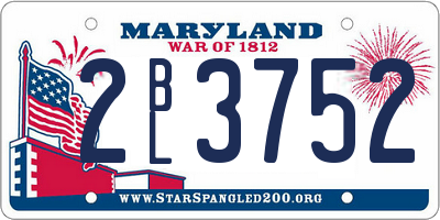 MD license plate 2BL3752