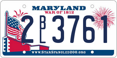 MD license plate 2BL3761