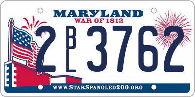 MD license plate 2BL3762