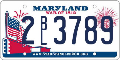 MD license plate 2BL3789