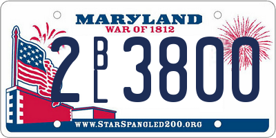 MD license plate 2BL3800