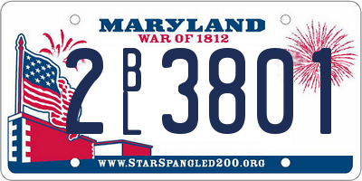 MD license plate 2BL3801