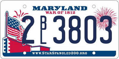 MD license plate 2BL3803