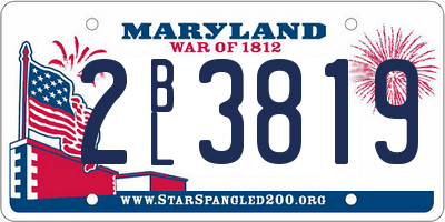 MD license plate 2BL3819