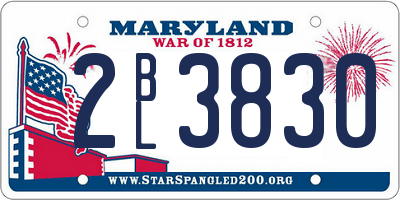 MD license plate 2BL3830