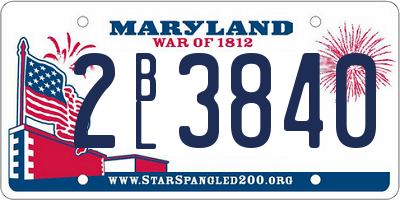 MD license plate 2BL3840