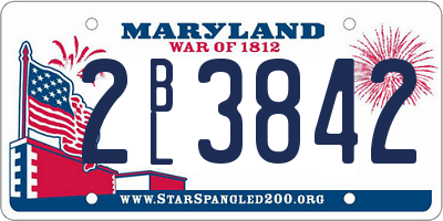 MD license plate 2BL3842