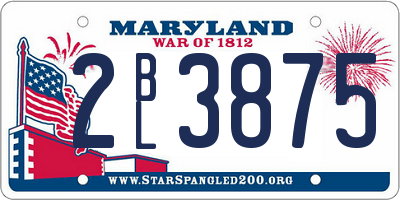MD license plate 2BL3875