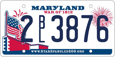 MD license plate 2BL3876