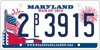 MD license plate 2BL3915