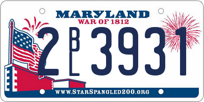MD license plate 2BL3931