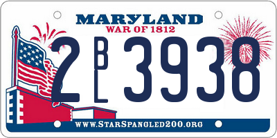 MD license plate 2BL3938