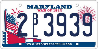 MD license plate 2BL3939