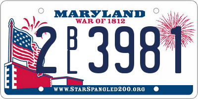 MD license plate 2BL3981