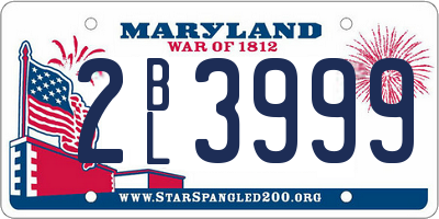 MD license plate 2BL3999