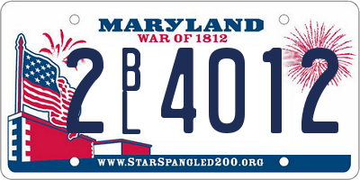 MD license plate 2BL4012