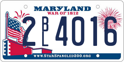 MD license plate 2BL4016