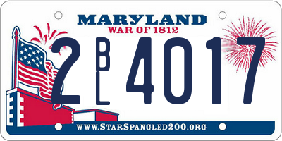 MD license plate 2BL4017