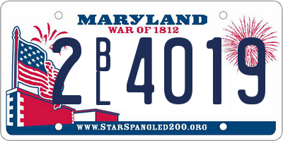 MD license plate 2BL4019