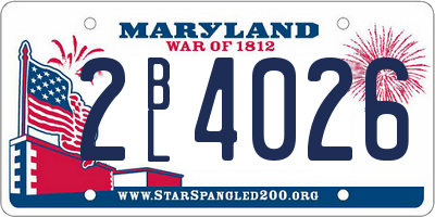 MD license plate 2BL4026