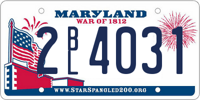 MD license plate 2BL4031