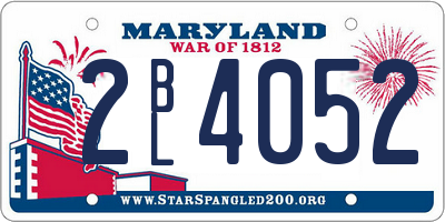 MD license plate 2BL4052