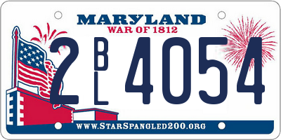 MD license plate 2BL4054