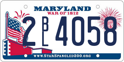 MD license plate 2BL4058