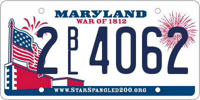 MD license plate 2BL4062