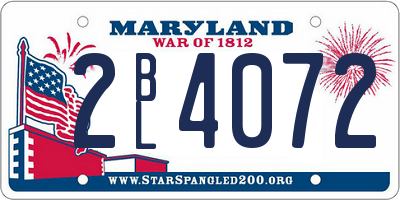 MD license plate 2BL4072