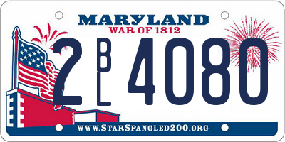 MD license plate 2BL4080