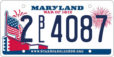 MD license plate 2BL4087