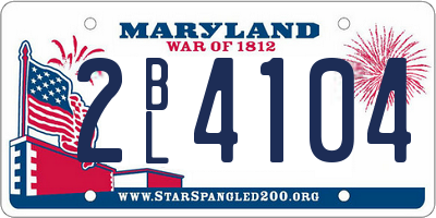 MD license plate 2BL4104