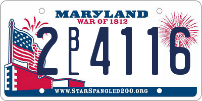 MD license plate 2BL4116