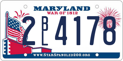 MD license plate 2BL4178