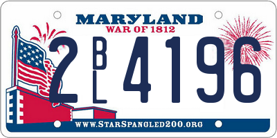 MD license plate 2BL4196