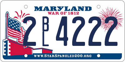 MD license plate 2BL4222
