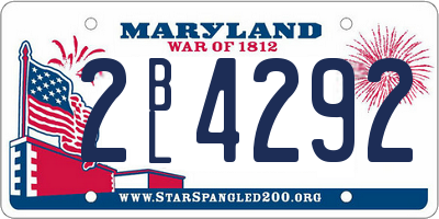 MD license plate 2BL4292