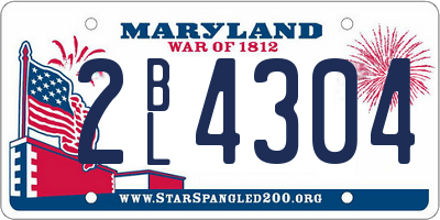 MD license plate 2BL4304