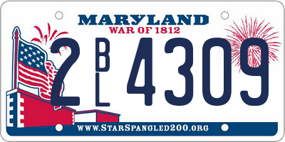 MD license plate 2BL4309