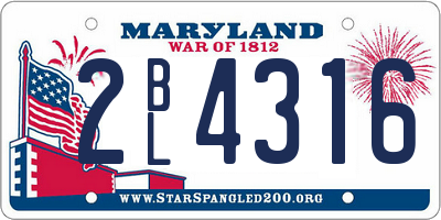 MD license plate 2BL4316