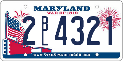 MD license plate 2BL4321